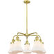 Bellmont 5 Light 24 inch Satin Gold Chandelier Ceiling Light in Matte White Glass