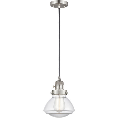 Franklin Restoration Olean 1 Light 6.75 inch Brushed Satin Nickel Mini Pendant Ceiling Light in Incandescent, Clear