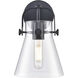 Pilaster II Cone Sconce Wall Light in Matte Black, Clear Glass