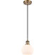 Ballston Athens 1 Light 6 inch Brushed Brass Mini Pendant Ceiling Light in Matte White Glass