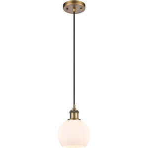 Ballston Athens 1 Light 6 inch Brushed Brass Mini Pendant Ceiling Light in Matte White Glass