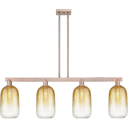 Brookhaven Cloche Island Light Ceiling Light in Antique Copper, Amber Glass