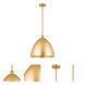 Ballston Dome 1 Light 16 inch Satin Gold Pendant Ceiling Light