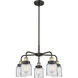 Bell 5 Light 23 inch Black Antique Brass Chandelier Ceiling Light in Clear Glass