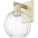 Preston Sconce Wall Light in Antique Brass, Clear Glass