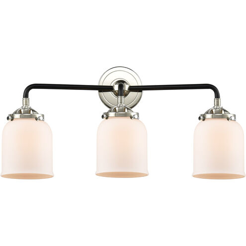 Nouveau Small Bell LED 23 inch Black Polished Nickel Bath Vanity Light Wall Light in Matte White Glass, Nouveau