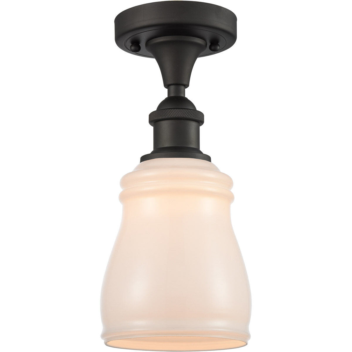 Ballston Ellery 1 Light 5 inch Oil Rubbed Bronze Semi-Flush Mount Ceiling Light in White Glass, Ballston