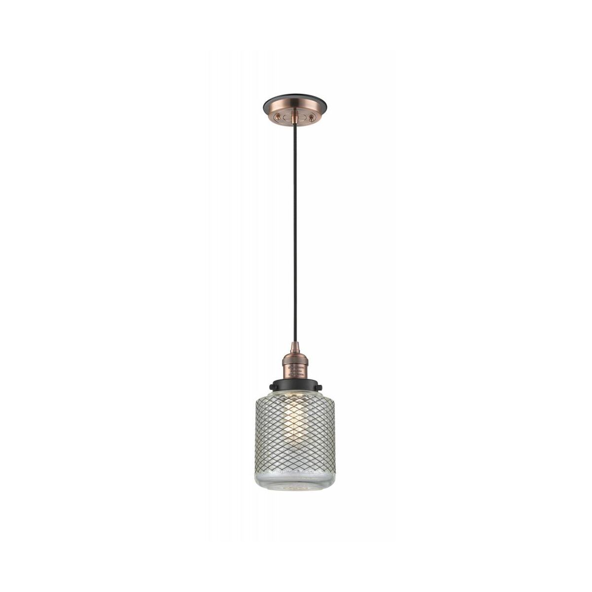 Franklin Restoration Stanton 1 Light 6 inch Antique Copper/Matte Black Mini Pendant Ceiling Light