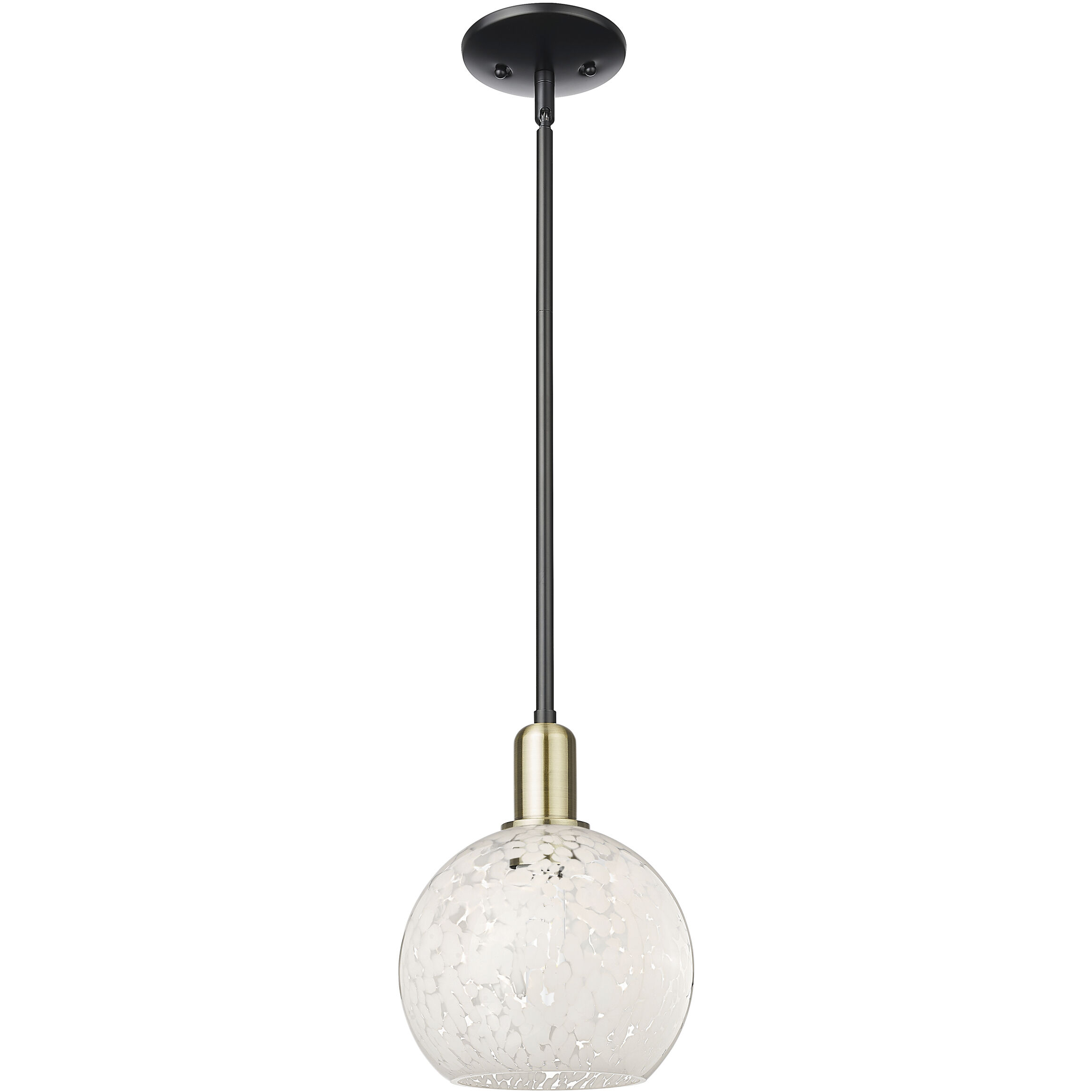 Arcadia White Mouchette 1 Light 8 inch Black Antique Brass Mini Pendant Ceiling Light