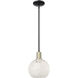 Arcadia White Mouchette 1 Light 8 inch Black Antique Brass Mini Pendant Ceiling Light