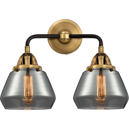 Nouveau 2 Fulton LED 14.75 inch Black Antique Brass and Matte Black Bath Vanity Light Wall Light in Plated Smoke Glass