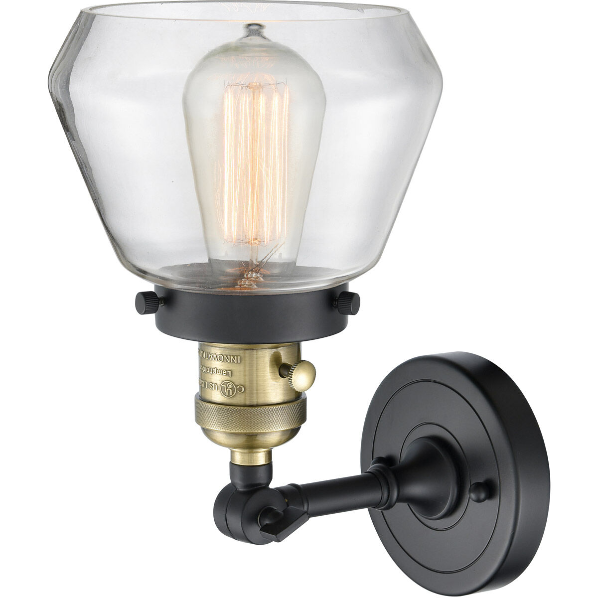 Franklin Restoration Fulton LED 7 inch Black Antique Brass Sconce Wall Light, Franklin Restoration