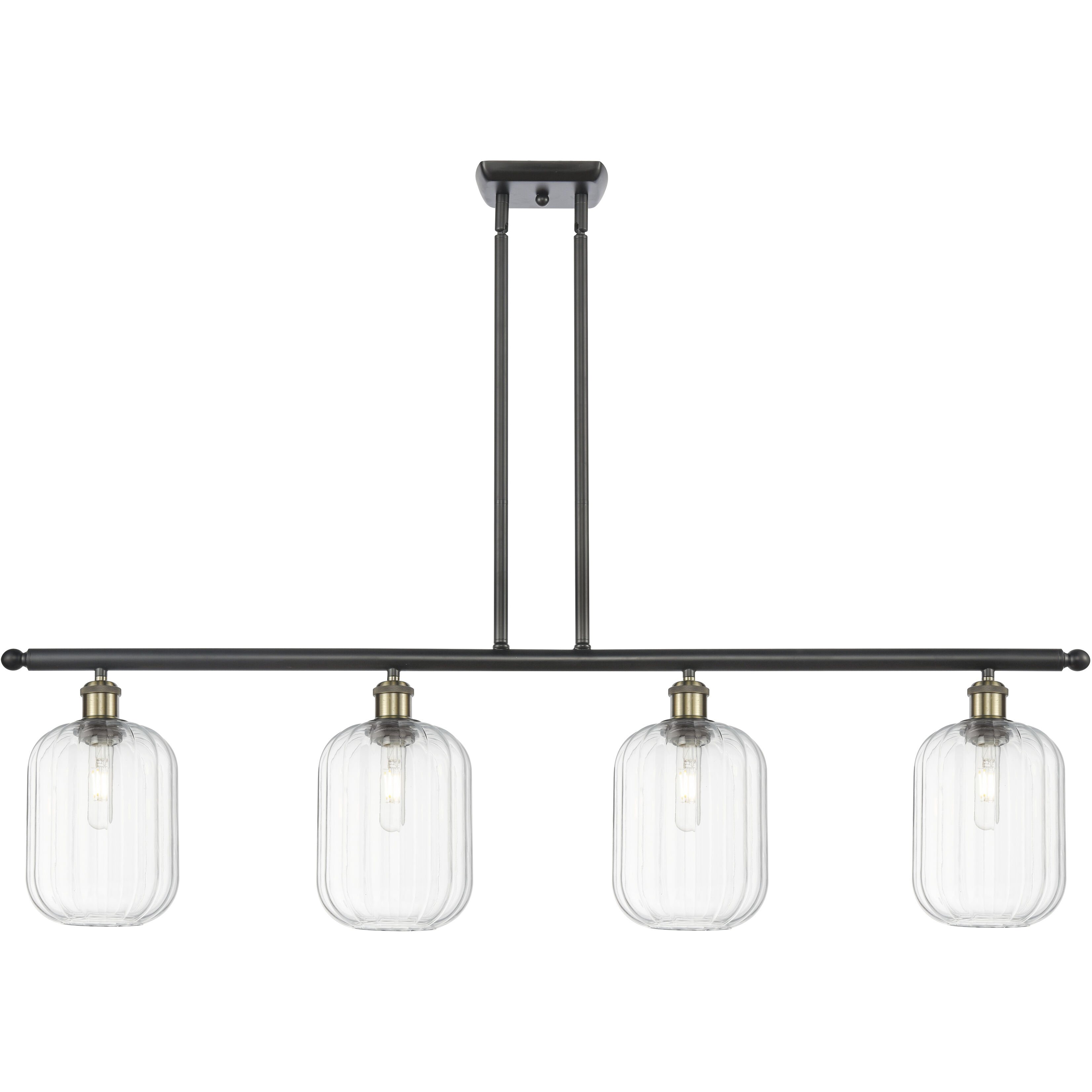 Ballston Preston Island Light Ceiling Light in Black Antique Brass, Clear