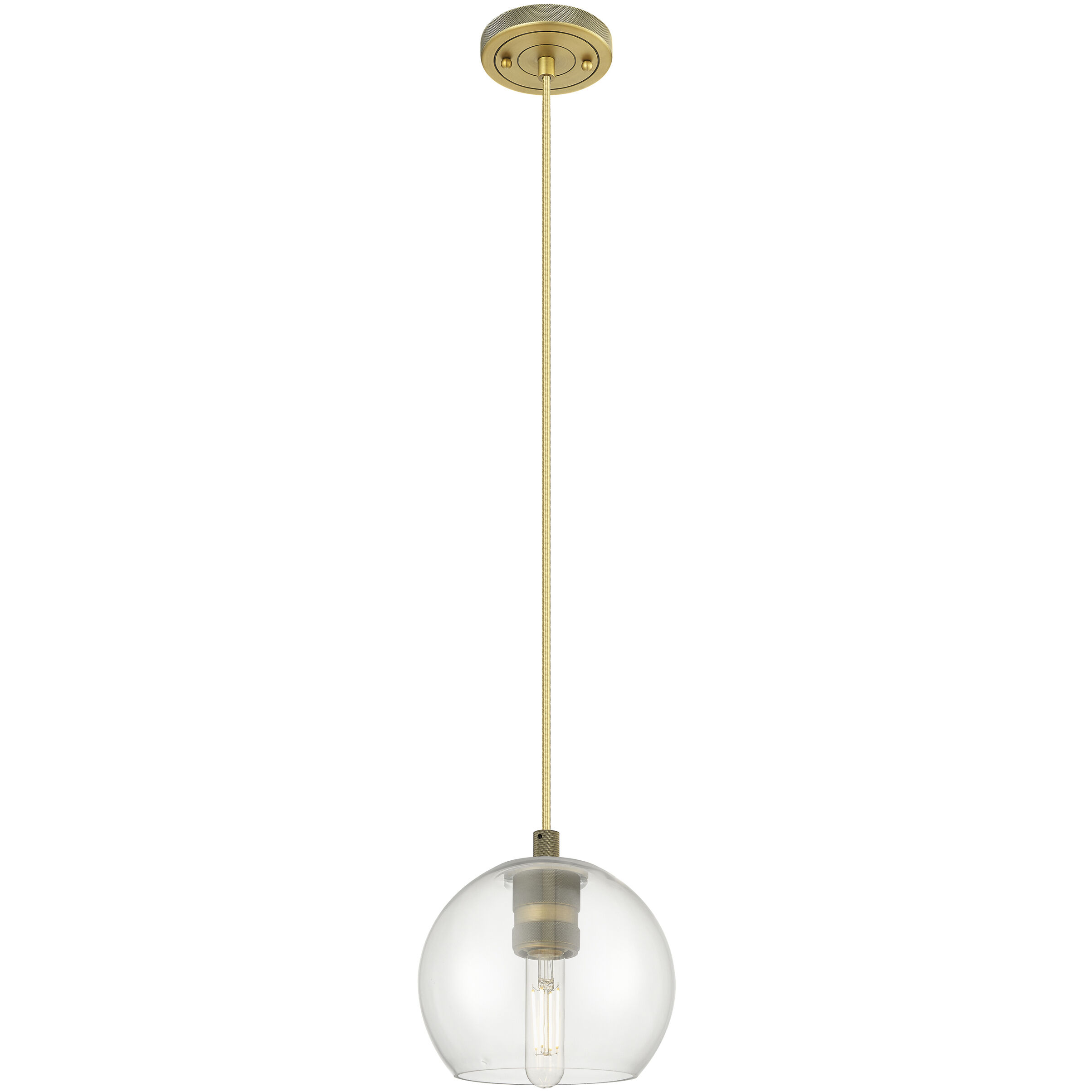 Crown Point 1 Light 5.88 inch Brushed Brass Pendant Ceiling Light in Clear Glass