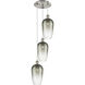 Ballston Brookhaven Flute 3 Light 13.5 inch Brushed Satin Nickel Multi Pendant Ceiling Light in Slate Glass