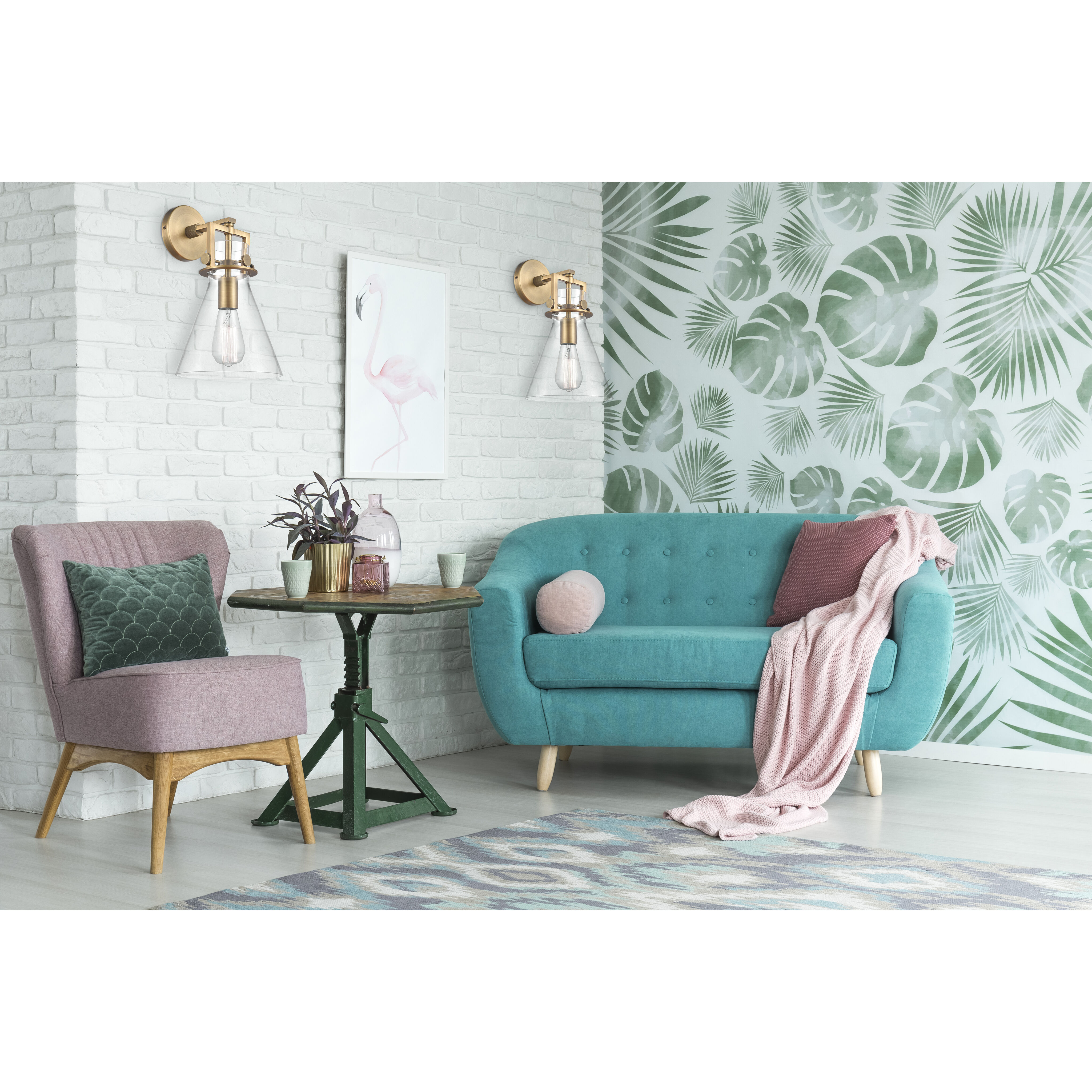 Restoration Newton 1 Light 8 inch Brushed Brass Sconce Wall Light, Restoration 