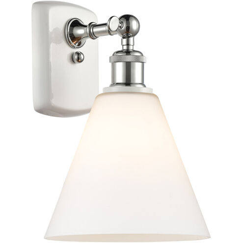 Ballston Ballston Cone LED 8 inch White and Polished Chrome Sconce Wall Light in Matte White Glass