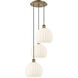 Ballston White Venetian 3 Light 16.5 inch Antique Brass Cord Hung Multi Pendant Ceiling Light