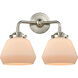 Nouveau Fulton 2 Light 15 inch Brushed Satin Nickel Bath Vanity Light Wall Light in Matte White Glass, Nouveau