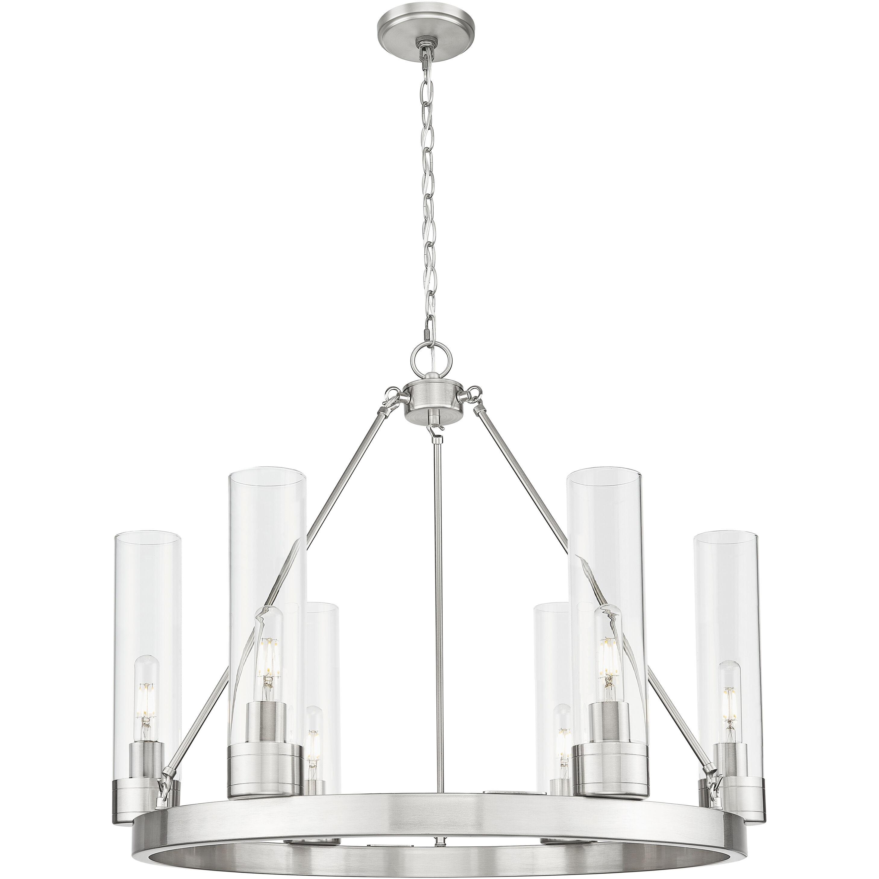 Boreas 6 Light 29 inch Satin Nickel Chandelier Ceiling Light in Clear Glass