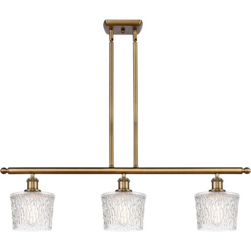 Ballston Niagra 3 Light 36 inch Brushed Brass Island Light Ceiling Light, Ballston