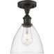 Edison Bristol Glass 1 Light 8 inch Oil Rubbed Bronze Semi-Flush Mount Ceiling Light in Clear Glass