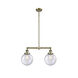 Franklin Restoration Large Beacon LED 25 inch Antique Brass Chandelier Ceiling Light in Seedy Glass, Franklin Restoration