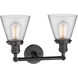 Franklin Restoration Small Cone 2 Light 16 inch Oil Rubbed Bronze Bath Vanity Light Wall Light in Clear Glass, Franklin Restoration