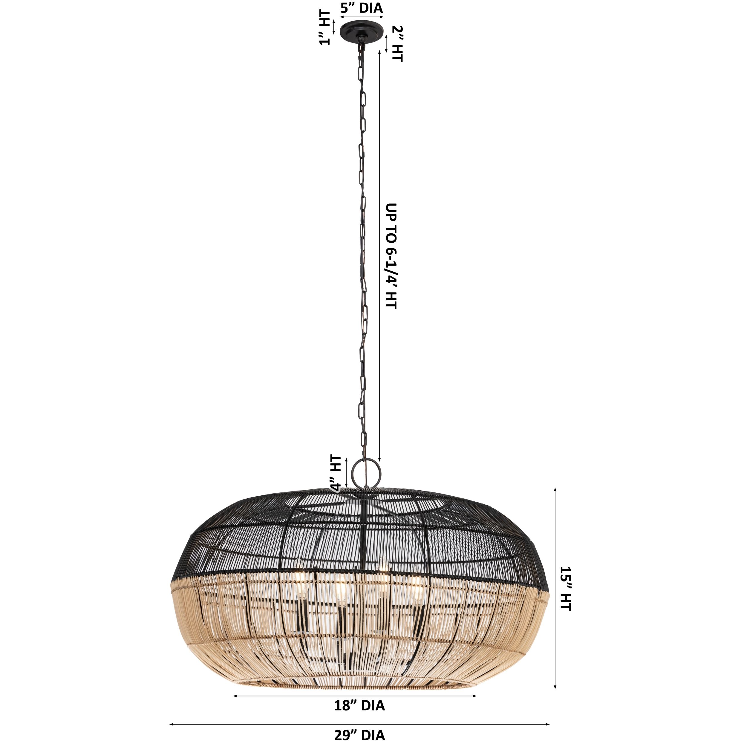 Crescent 4 Light 29 inch Matte Black Pendant Ceiling Light