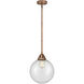 Nouveau 2 Beacon 1 Light 10 inch Antique Copper Mini Pendant Ceiling Light in Incandescent, Seedy