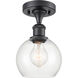Ballston Athens LED 6 inch Matte Black Semi-Flush Mount Ceiling Light in Clear Glass