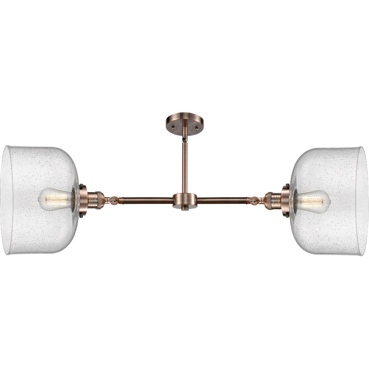 Franklin Restoration X-Large Bell LED 21 inch Antique Copper Chandelier Ceiling Light in Seedy Glass, Franklin Restoration