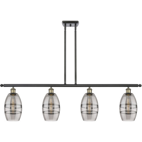 Ballston Vaz 4 Light 48 inch Black Antique Brass Stem Hung Island Light Ceiling Light