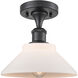 Edison Orwell 1 Light 8.38 inch Matte Black Semi-Flush Mount Ceiling Light in Matte White Glass