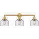 Franklin Restoration Large Bell LED 32 inch Satin Gold Bath Vanity Light Wall Light in Seedy Glass, Franklin Restoration