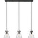 Newton Cone 3 Light 39.75 inch Matte Black Linear Pendant Ceiling Light in Seedy Glass