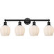 Edison Norfolk 4 Light 33 inch Matte Black Bath Vanity Light Wall Light in Matte White Glass