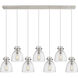 Newton Bell 7 Light 51.75 inch Polished Nickel Linear Pendant Ceiling Light in Seedy Glass