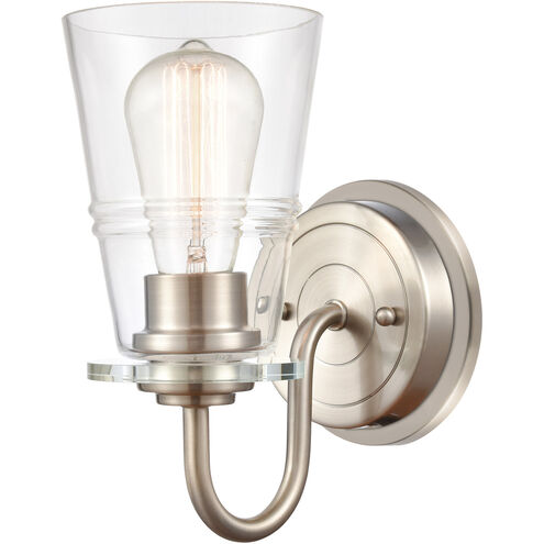 Scarlett 1 Light 5 inch Satin Nickel Bath Vanity Light Wall Light in Clear Glass