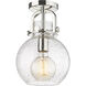 Newton Sphere 1 Light 8 inch Polished Nickel Flush Mount Ceiling Light in Seedy Glass