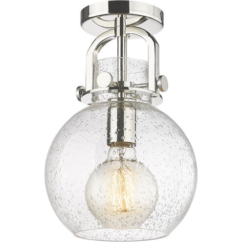 Newton Sphere 1 Light 8 inch Polished Nickel Flush Mount Ceiling Light in Seedy Glass