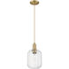 Downtown Urban Preston 1 Light 6.75 inch Brushed Brass Mini Pendant Ceiling Light in Clear