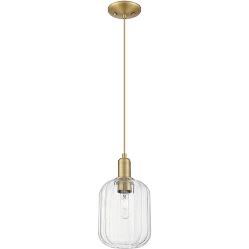 Downtown Urban Preston 1 Light 6.75 inch Brushed Brass Mini Pendant Ceiling Light in Clear