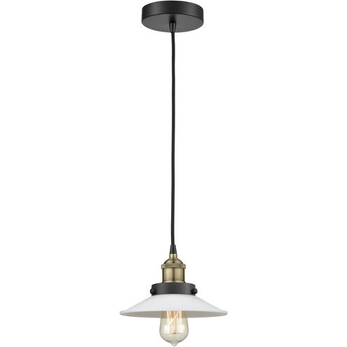 Halophane 1 Light 9 inch Black Antique Brass Mini Pendant Ceiling Light in Matte White Halophane Glass