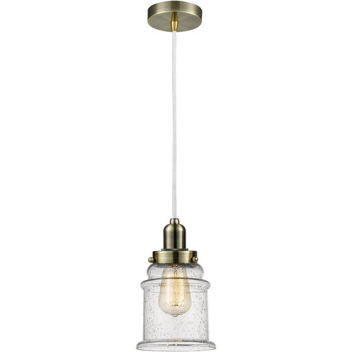 Whitney Canton 1 Light 8 inch Antique Brass Mini Pendant Ceiling Light in White, Whitney