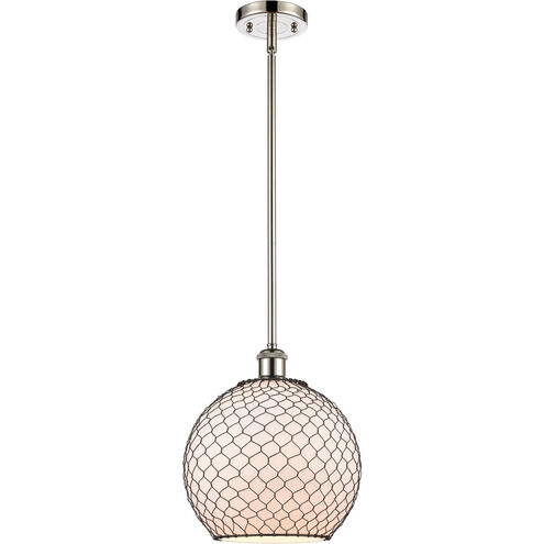 Ballston Large Farmhouse Chicken Wire 1 Light 10 inch Polished Nickel Pendant Ceiling Light, Ballston