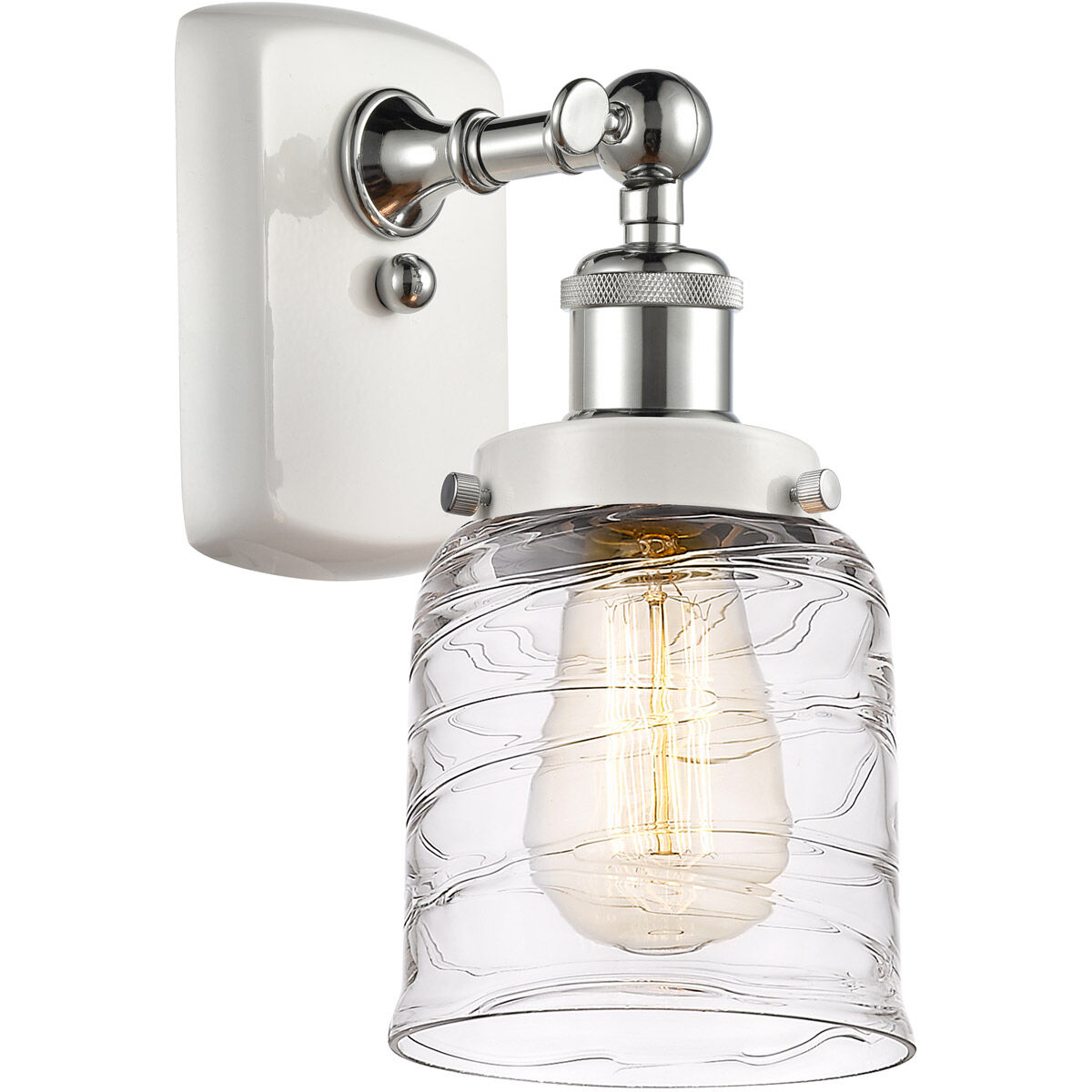 Ballston Bell LED 5 inch White and Polished Chrome Sconce Wall Light in Clear with Cage