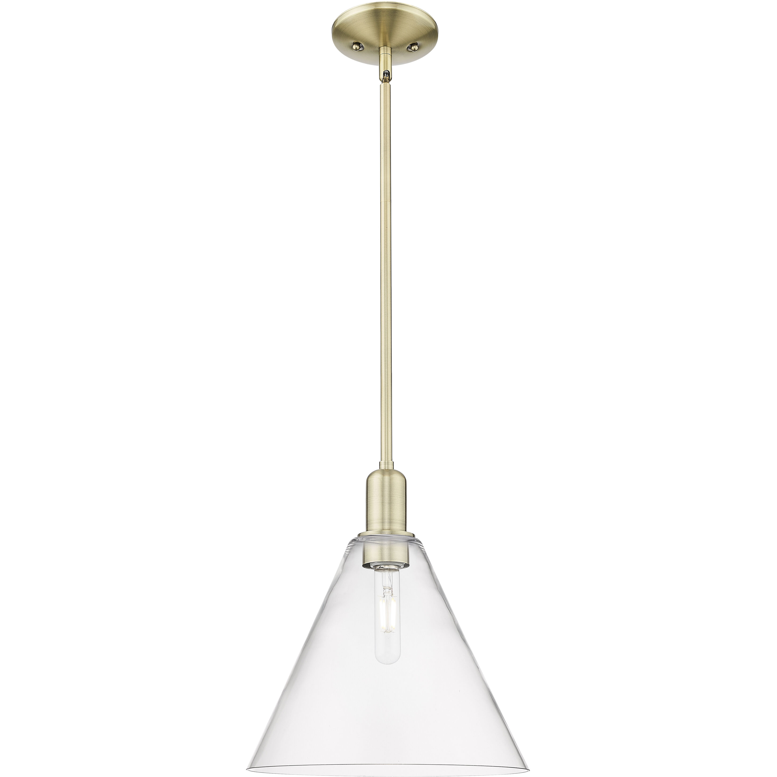Arcadia Berkshire Glass 1 Light 12 inch Antique Brass Mini Pendant Ceiling Light in Clear