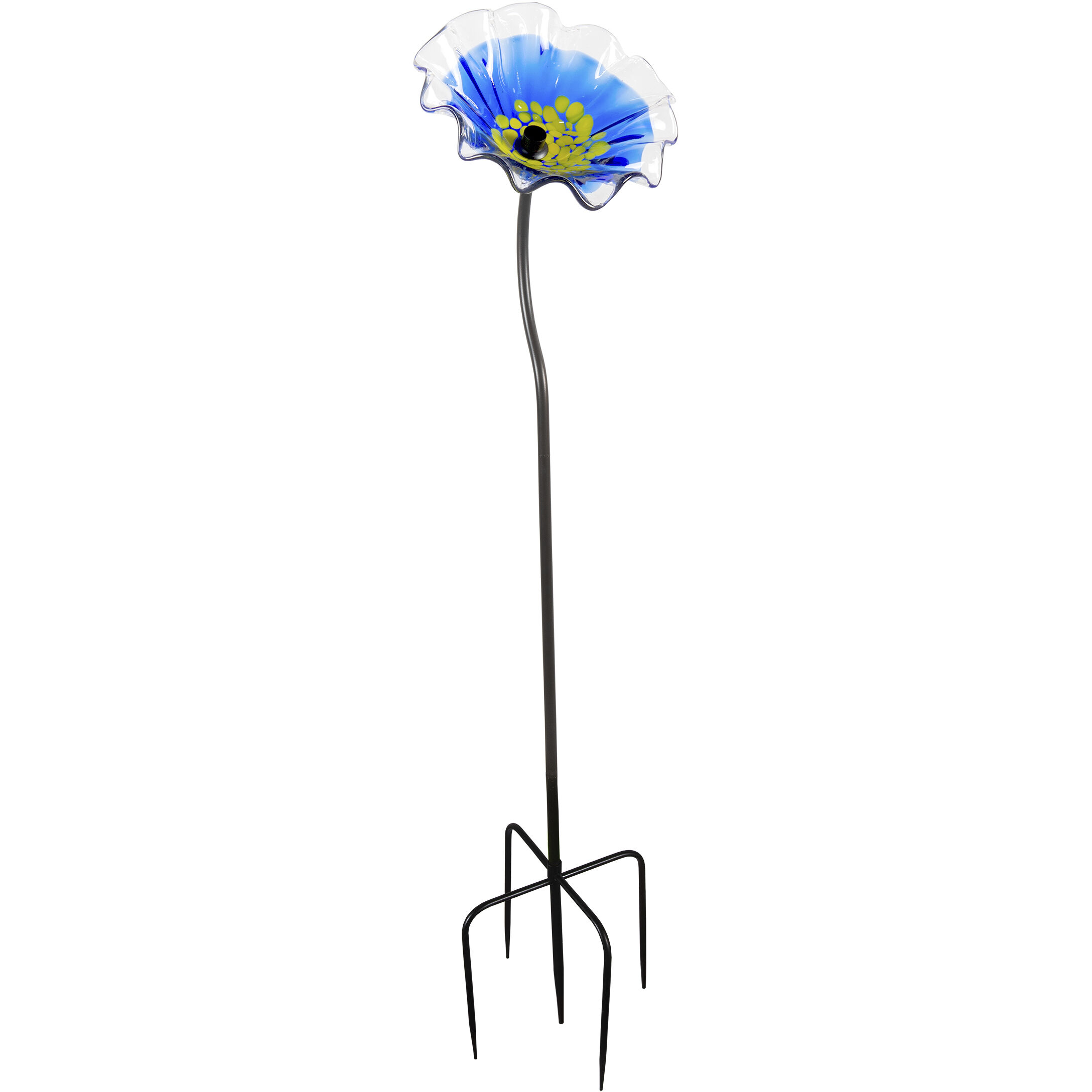 Fiore Blue Art Glass Garden Stake