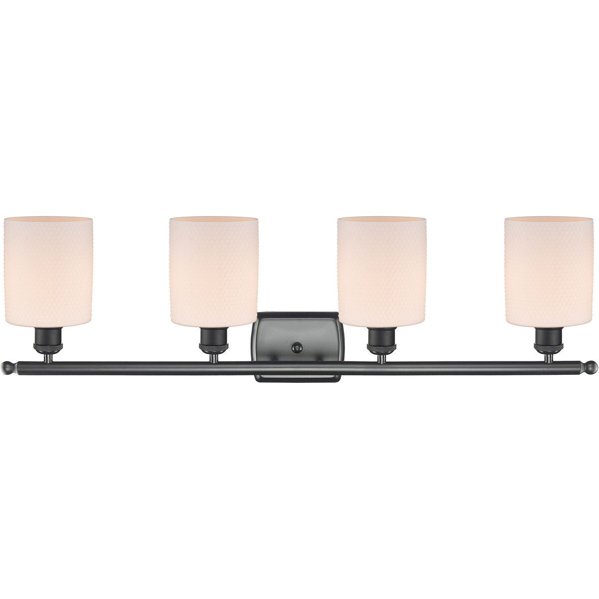 Ballston Cobbleskill 4 Light 36 inch Matte Black Bath Vanity Light Wall Light in Matte White Glass, Ballston